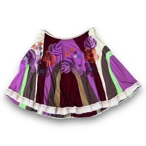 Vintage‎ 2000s Custo Barcelona Embroidered Knee Length Skirt 38